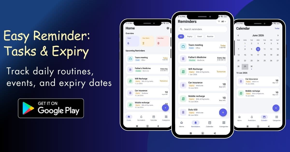 Easy Reminder app screenshot 1